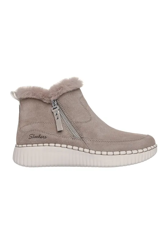 Ghete din piele intoarsa Wilshire Blvd cu talpa wedge - Bej