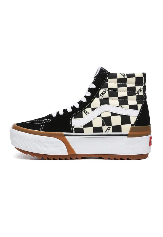 Tenisi cu platforma si garnituri de piele intoarsa SK8-Hi Stacked - Negru/Crem