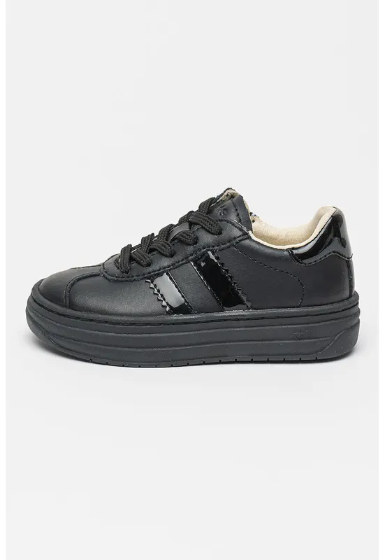 Pantofi sport flatform de piele - Negru