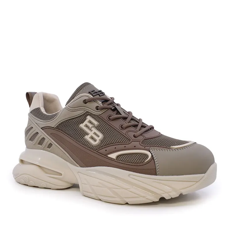 Sneakers bărbați Enzo Bertini taupe din piele și textil 3661BP191TA — imaginea 2