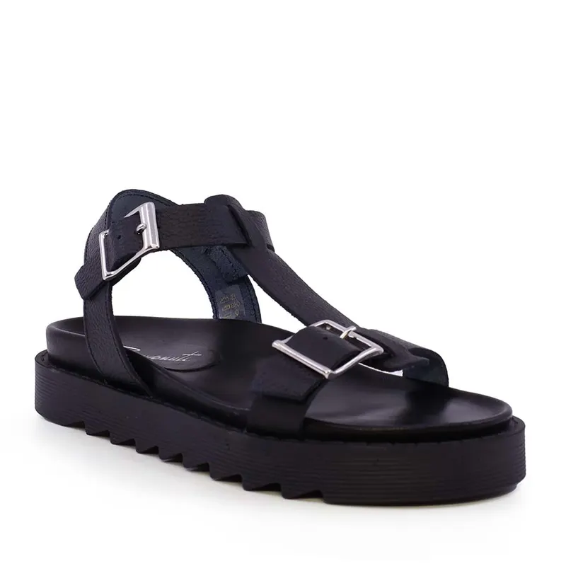 Sandale femei negre din piele 689ds27153n — imaginea 2