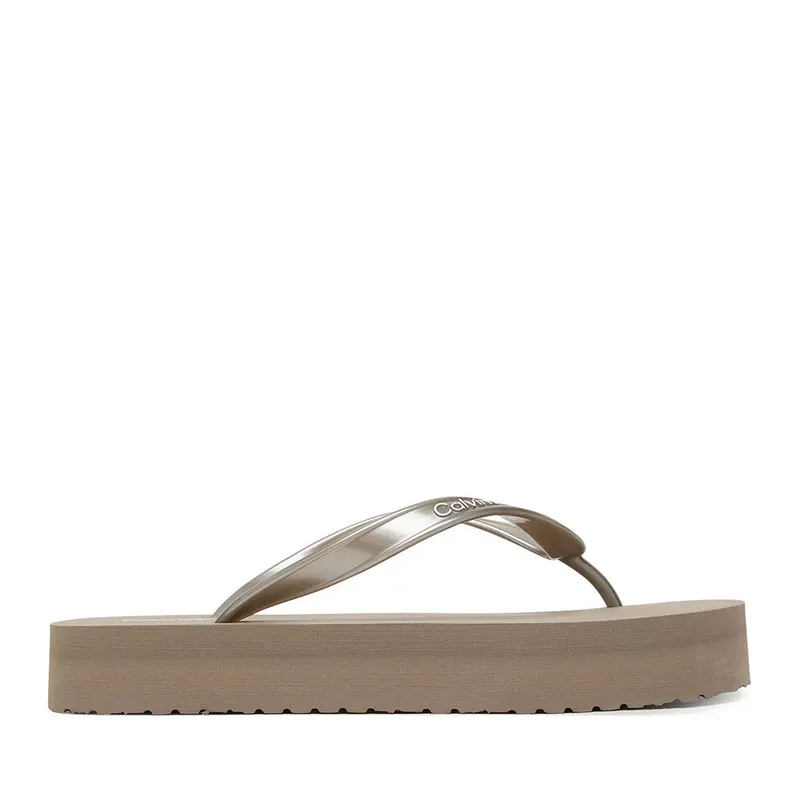 Papuci de plajă femei Calvin Klein taupe 2371DSL3120TA