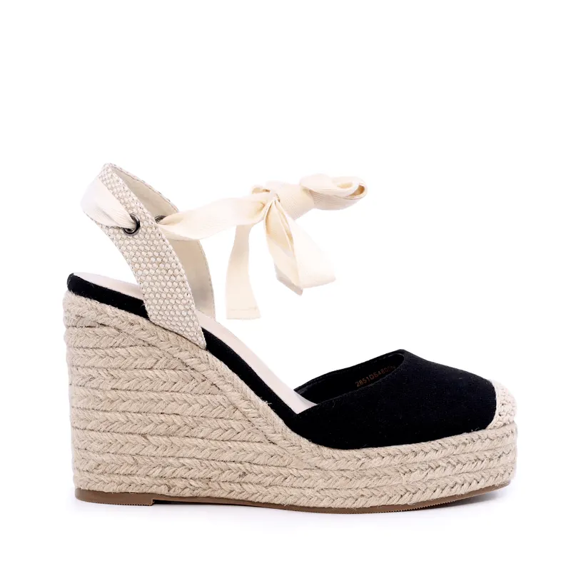 Espadrile femei Solo Donna negre cu platformă 2851DS4800N