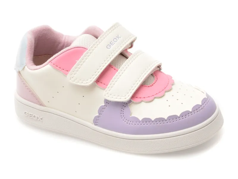 Pantofi sport GEOX albi, B555MA, din piele ecologica