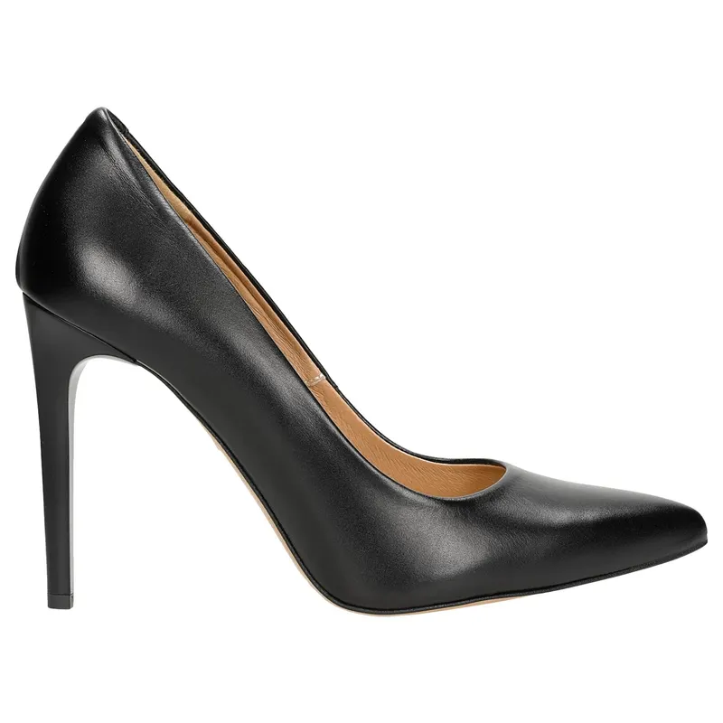 Pantofi stiletto eleganți negri din piele granulată