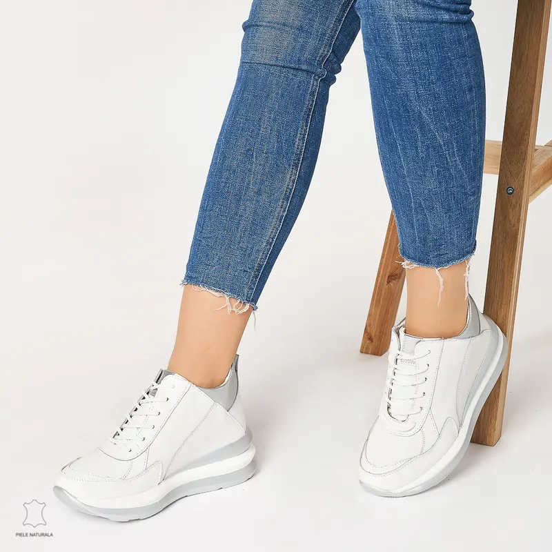 Ghete dama din Piele Naturala CRL0653 Alb
