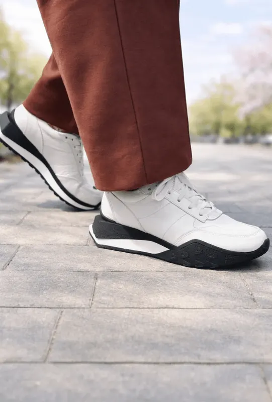 Sneakers Dama din Piele Lac Albi - ZINA WHITE