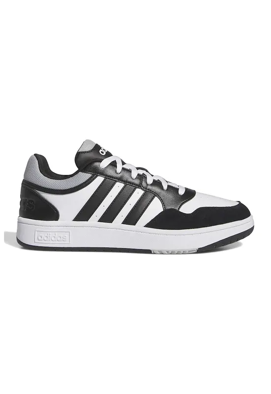 Pantofi sport de piele ecologica cu garnituri de piele intoarsa Hoops 3.0 - Negru/Alb optic