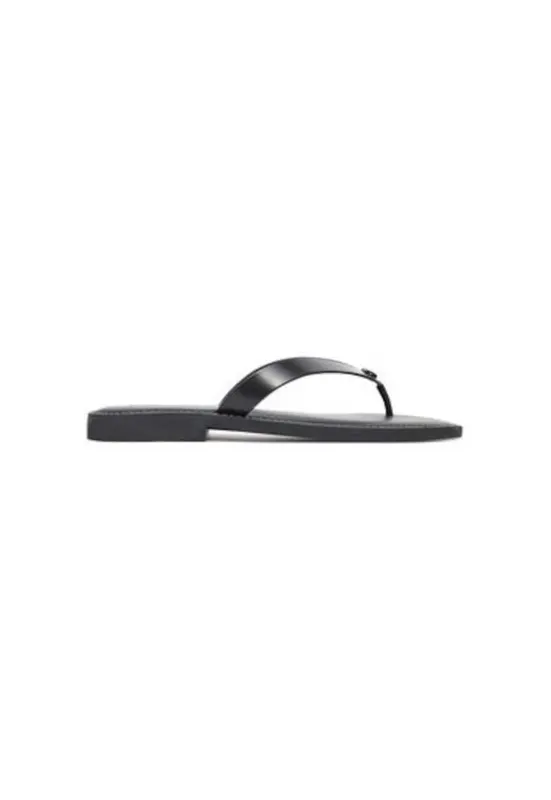 Papuci flip-flop dama CZ379 - Piele naturala - Negru - Negru