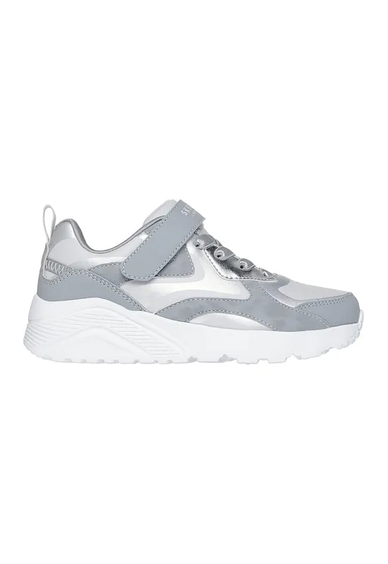 Pantofi sport Uno Lite de piele ecologica cu velcro - Gri deschis/Alb optic