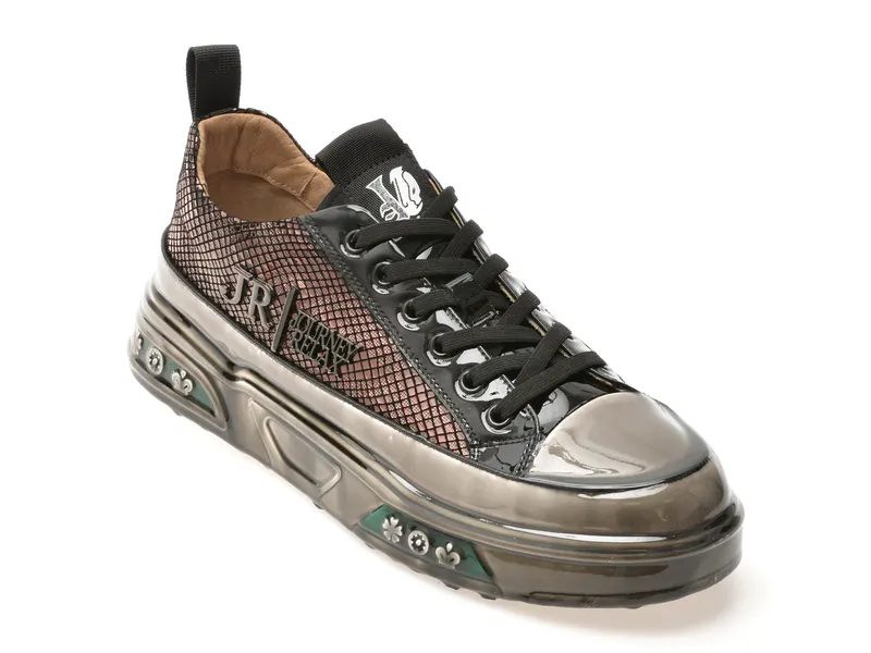 Pantofi sport negri, 8005, din piele naturala