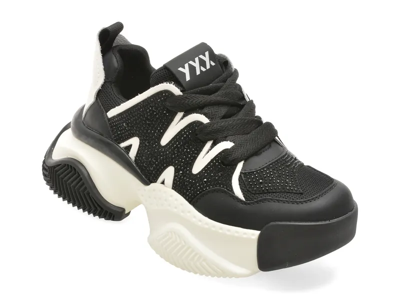 Pantofi sport negri, 230918, din piele naturala
