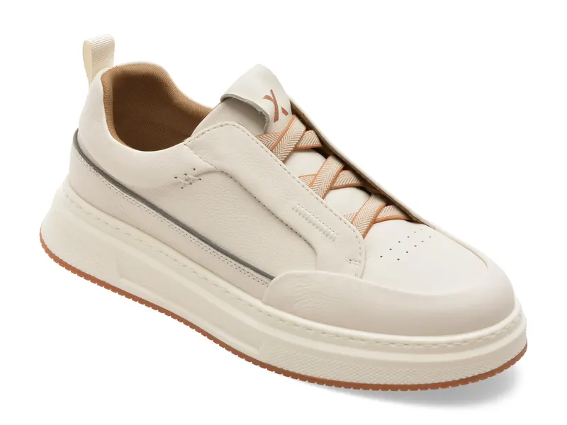 Pantofi sport albi, 59356, din piele naturala