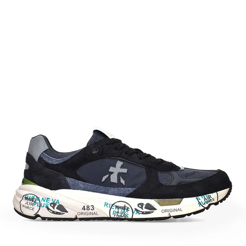 Sneakers bărbați Premiata Mase bleumarin din piele întoarsă și textil 1691BP8020BL