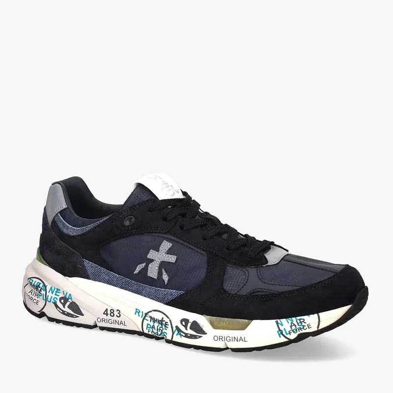 Sneakers bărbați Premiata Mase bleumarin din piele întoarsă și textil 1691BP8020BL — imaginea 2