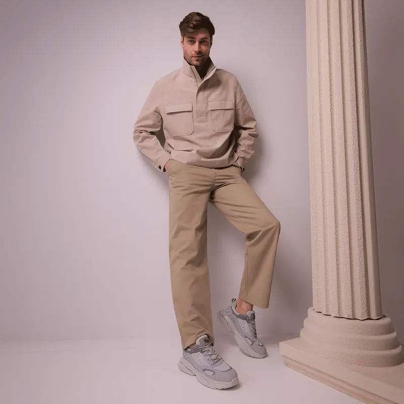 Sneakers bărbați Enzo Bertini gri din piele și textil 3661BP191GR — imaginea 2