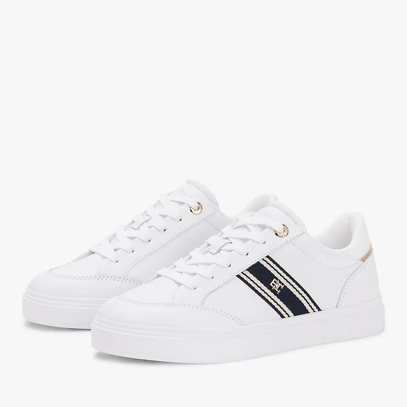 Sneakers femei Tommy Hilfiger albi din piele și sintetic 3411DP9354A — imaginea 2