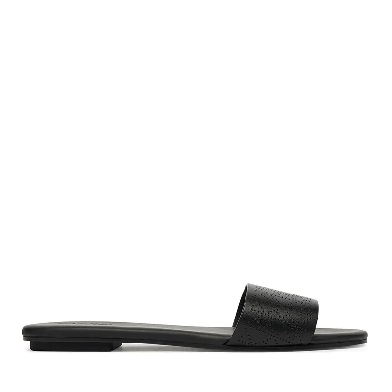 Papuci de plajă femei Calvin Klein negri din piele 2371DST2857N