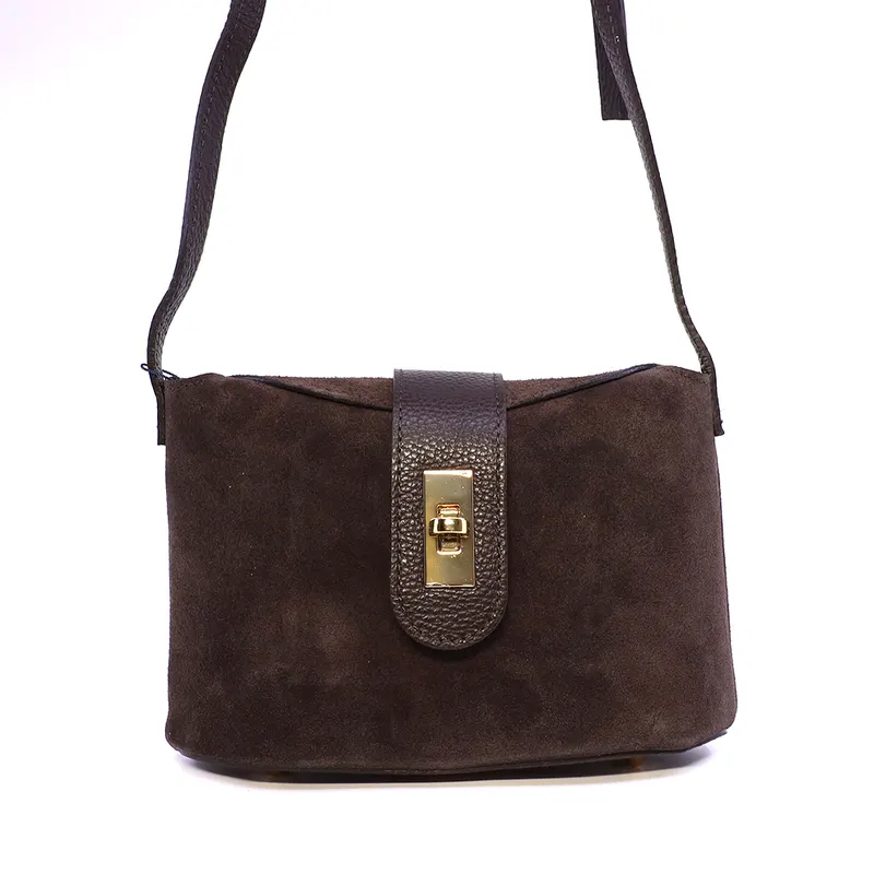 Poșetă crossbody femei Luca di Gioia maro din piele întoarsă 144POSP3669VTDM