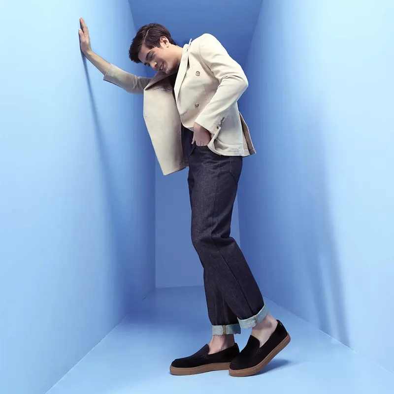 Mocasini bărbați Thezeus bleumarin din piele întoarsă 2109BM18004VBL — imaginea 2