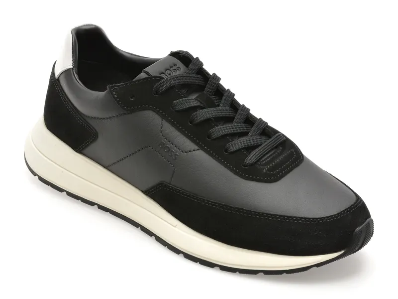 Pantofi sport BOSS negri, 7837, din piele naturala