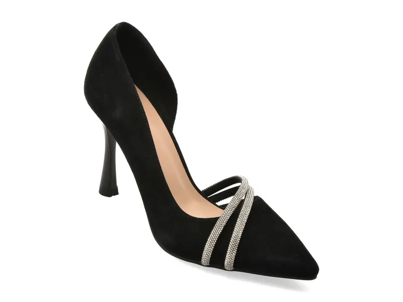 Pantofi eleganti FLAVIA PASSINI negri, V8770, din piele intoarsa