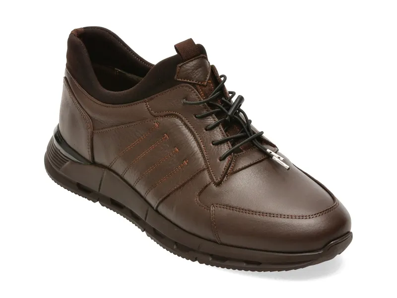 Pantofi sport maro, MT205, din piele naturala