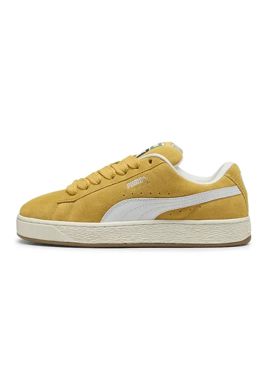 Pantofi sport Suede XL din piele intoarsa cu sireturi de rezerva - Alb/Galben pai