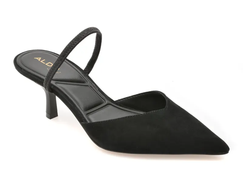 Pantofi eleganti negri, RE-JESSICA 001, din piele intoarsa