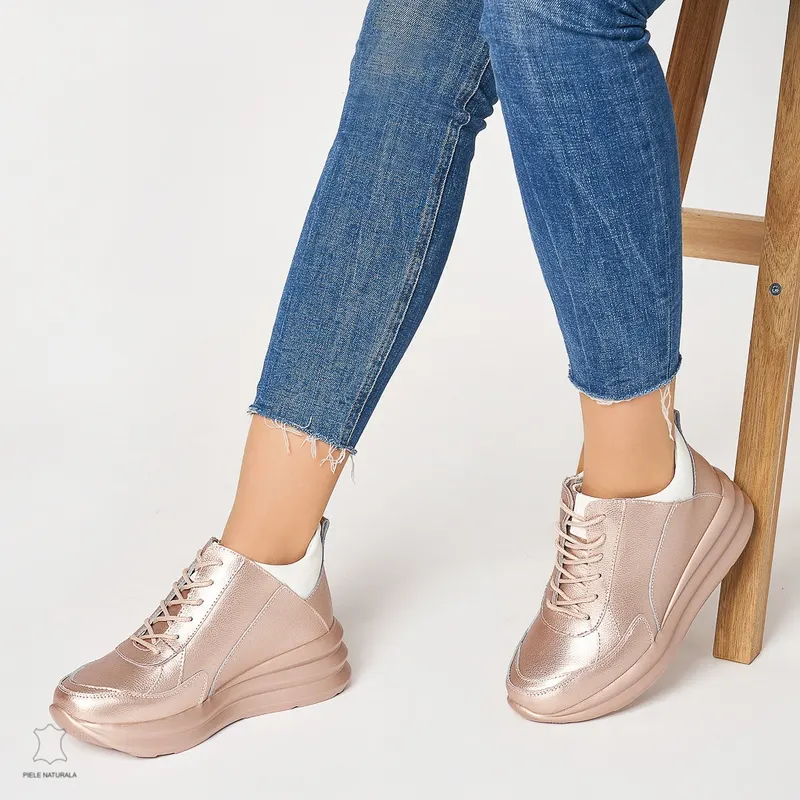 Ghete dama din Piele Naturala CRL0653 Champagne