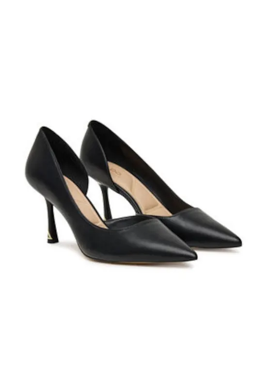 Pantofi dama toc inalt - piele ecologica - negru