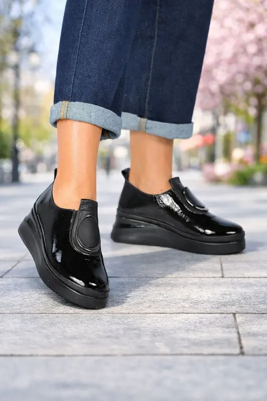 Pantofi Casual Dama din Piele cu Accesoriu - EMA LAC