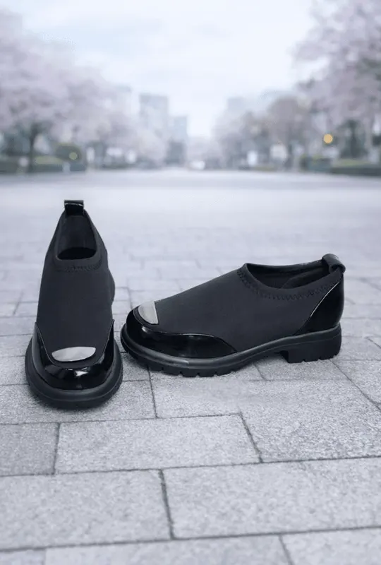 Pantofi Casual din Piele cu Strech si Accesoriu -EXY LAC