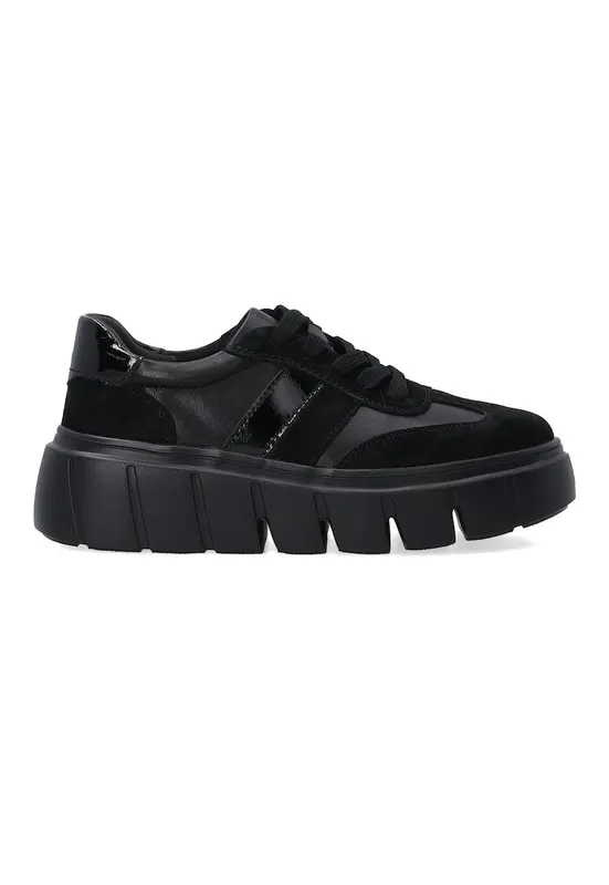 Pantofi sport flatform din piele si piele intoarsa