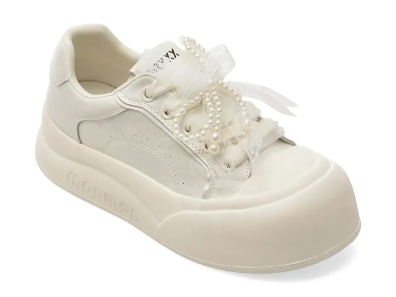 Pantofi sport argintii, 2709, din piele naturala