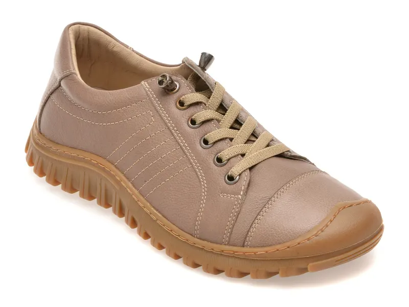 Pantofi gri, EV2967, din piele naturala