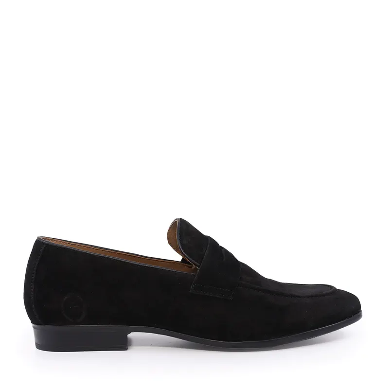 Pantofi loafers bărbați negri din piele întoarsă 2169BM8100VN