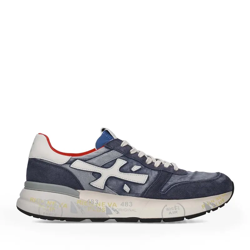 Sneakers bărbați Premiata Mick bleumarin din piele întoarsă și textil 1691BP8006BL