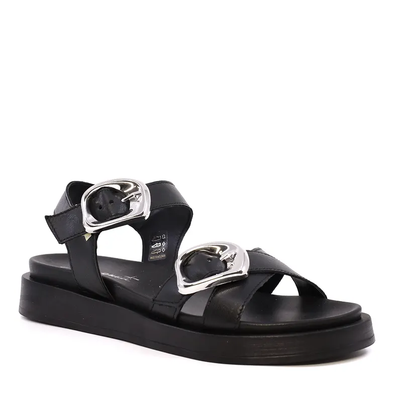 Sandale femei negre din piele 689ds28059n — imaginea 2