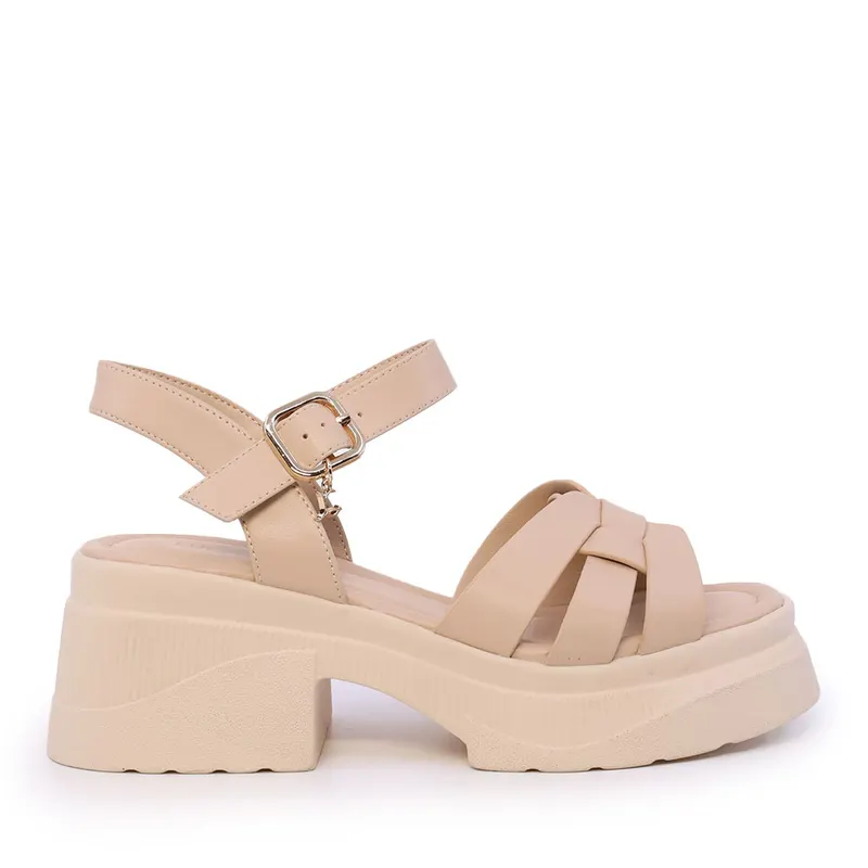 Sandale chunky femei Luca di Gioia bej din piele 1291DS1561BE