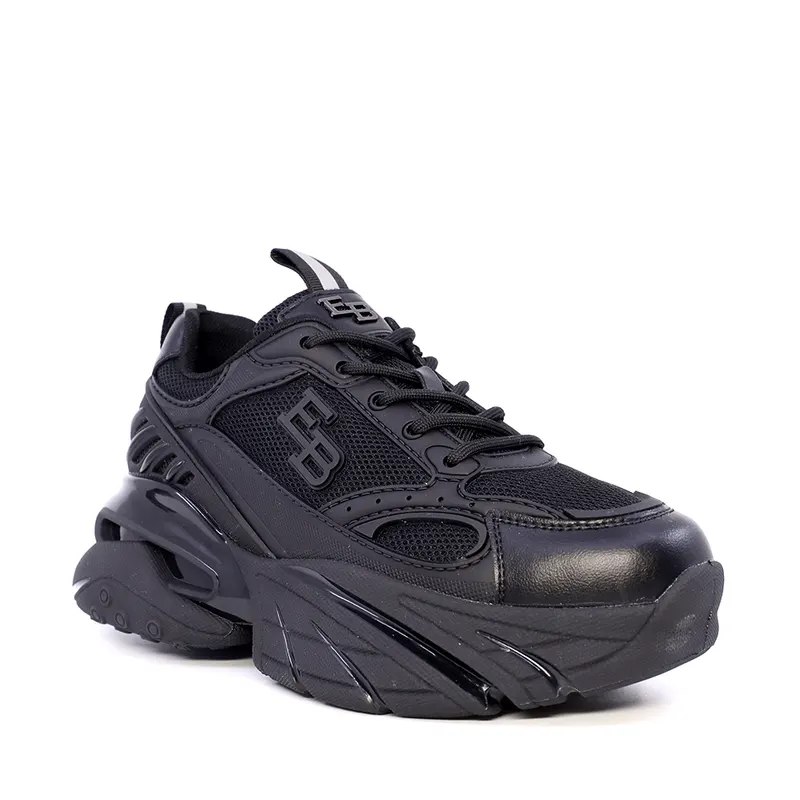 Sneakers chunky Enzo Bertini negri din piele și textil 3862dp191n — imaginea 2