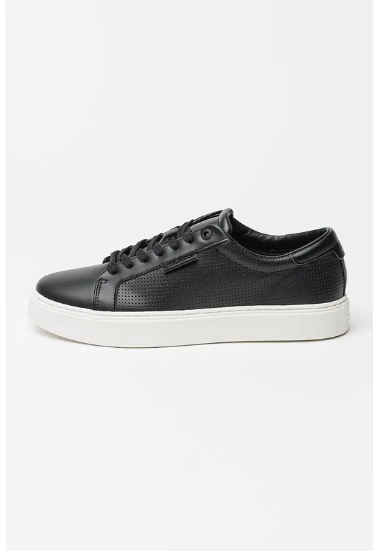 Pantofi sport low-cut din piele - Negru/Alb optic