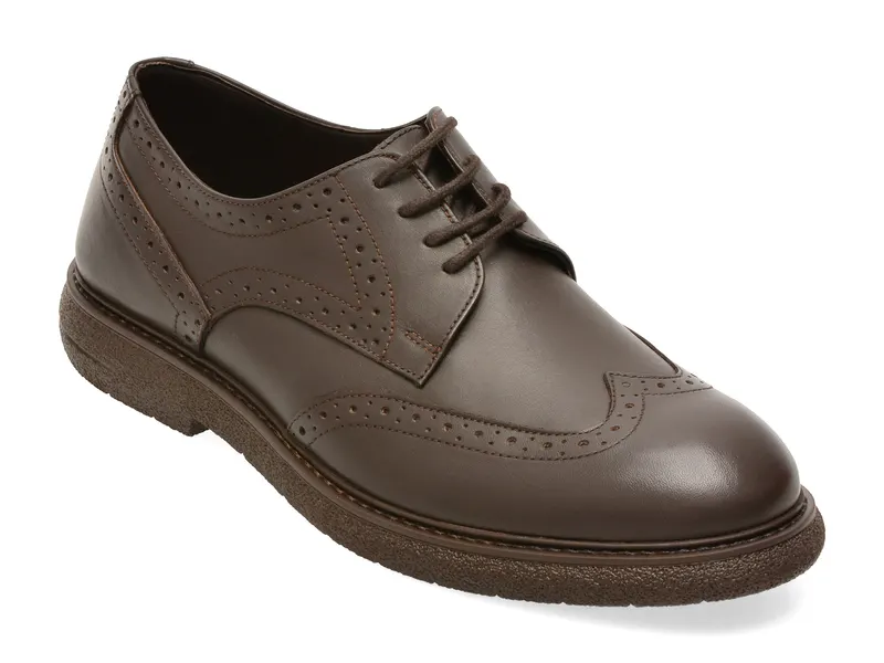 Pantofi eleganti maro, PLT2, din piele naturala