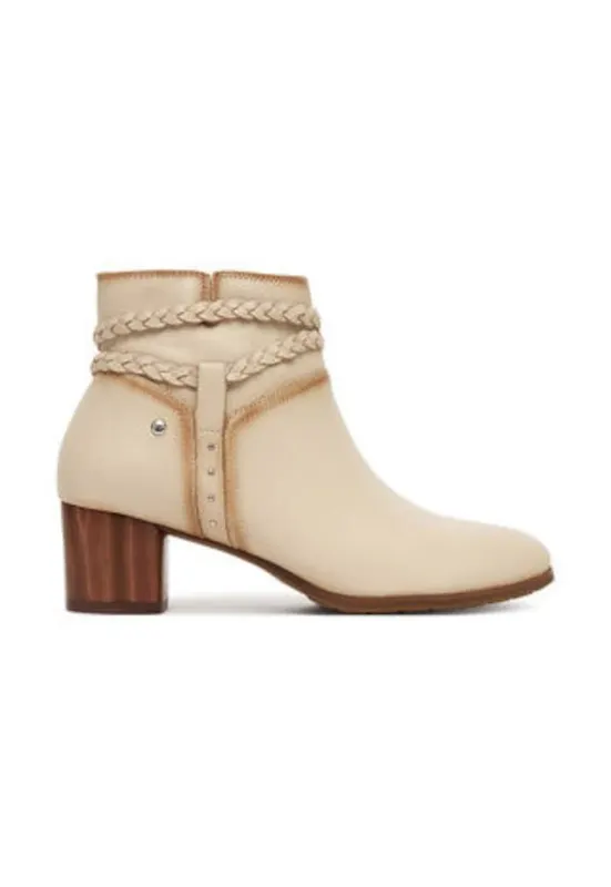 Botine dama - piele naturala - crem bej