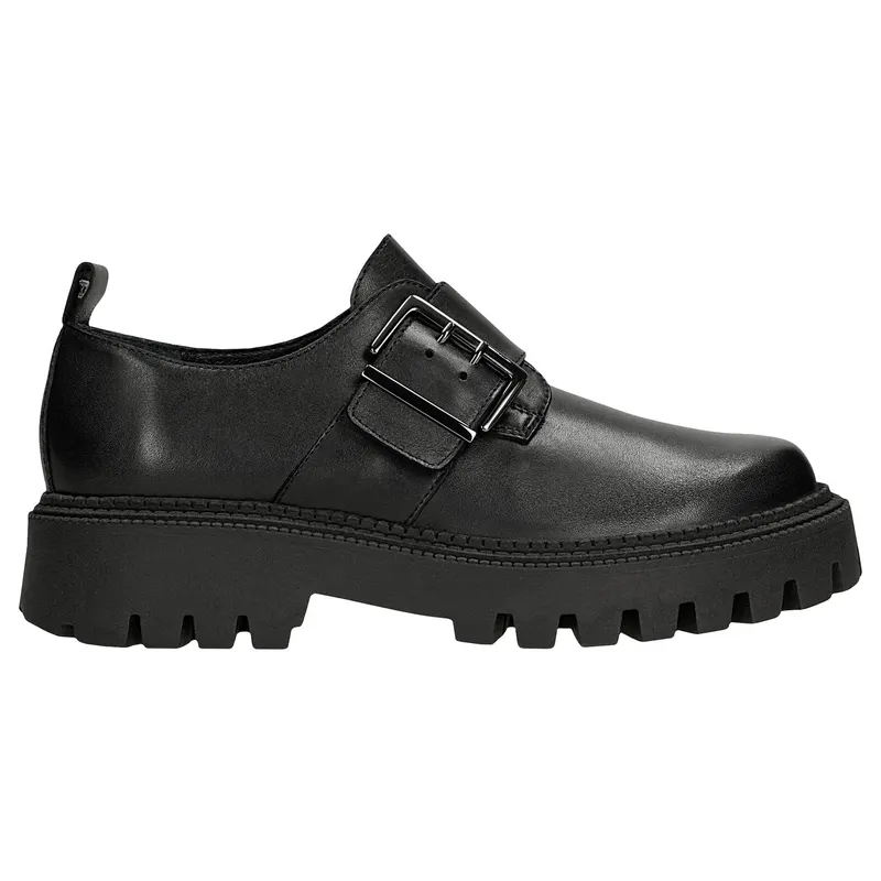 Pantofi negri de damă masivi cu cataramă
