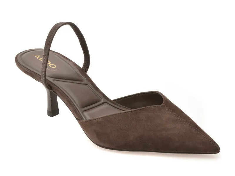 Pantofi eleganti maro, RE-OLIVIA 201, din piele intoarsa