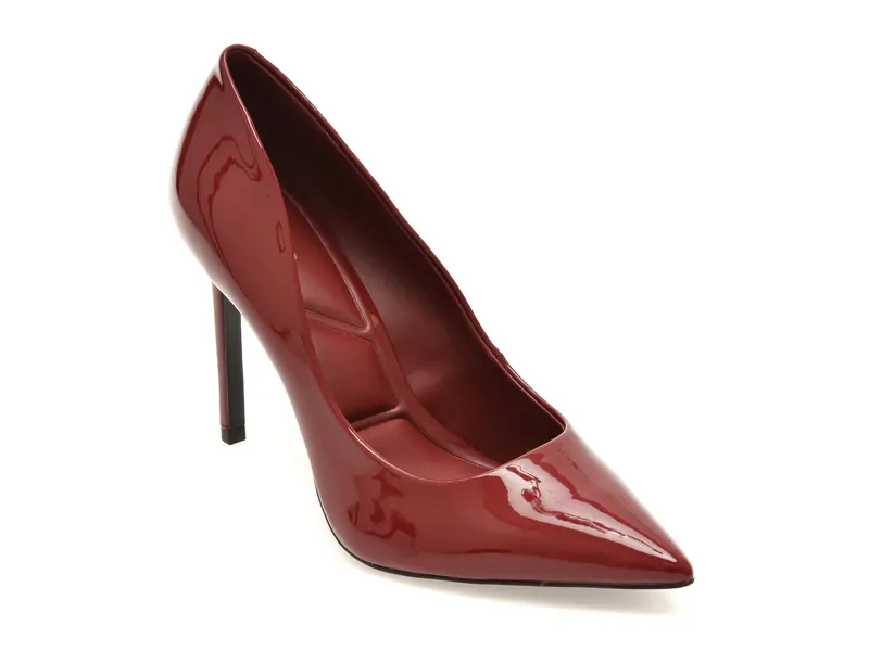Pantofi eleganti visinii, STESSY 2.0, din piele ecologica lacuita