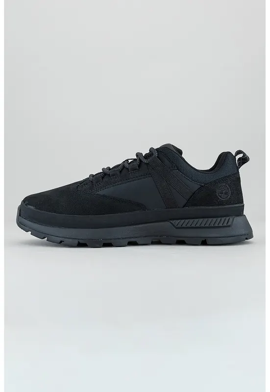 Pantofi sport low cut cu garnituri din piele intoarsa - Negru