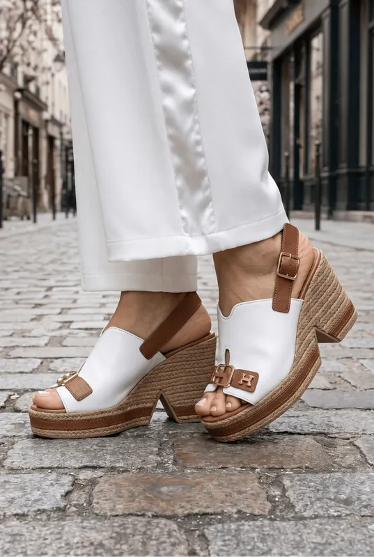 Sandale din Piele Alba cu Talpa Ortopedica - ZINY WHITE