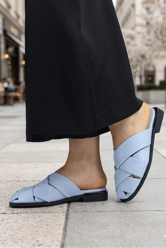 Papuci Dama din Piele Naturala Negri - Toscana BLU